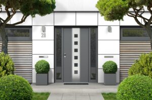 Zamontowane aluminiowe drzwi zewnętrzne